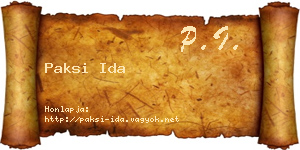 Paksi Ida névjegykártya